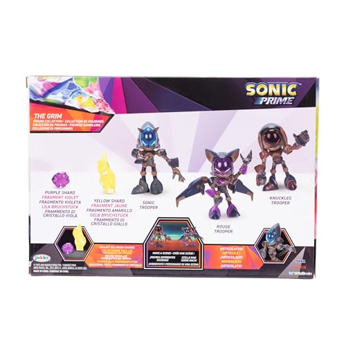 Sonic Prime 2.5-inch Action Figures The Grim Themed 5 Pieces: Sonic Trooper, Knuckles Trooper, Rouge Trooper, Yellow Shard and Purple Shard. Ages 3+ (Officially Licensed by Sega and Netflix)