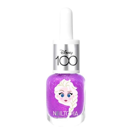 Nailtopia Bio-Sourced Chip Free Nail Lacquer Disney Collection Elsa - Superfood-Infused Polish - Chip Resistant Formula - Quick-Dry, Long Lasting Wear - Pink-Purple Glitter - 0.169 oz