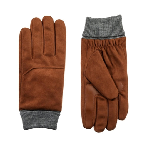 Isotoner Mens Brown Polyester Blend Slip On Fleece Lining Water Resistant Gloves M