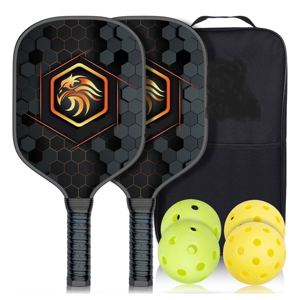Pickleball Paddles - Pickleball Raquette Set of 2 Pro Pickleball Paddle, Polypropylene Honeycomb Core Lightweight Pickleball Paddles Set of 2, 4 Pickle Balls & Carry Bag