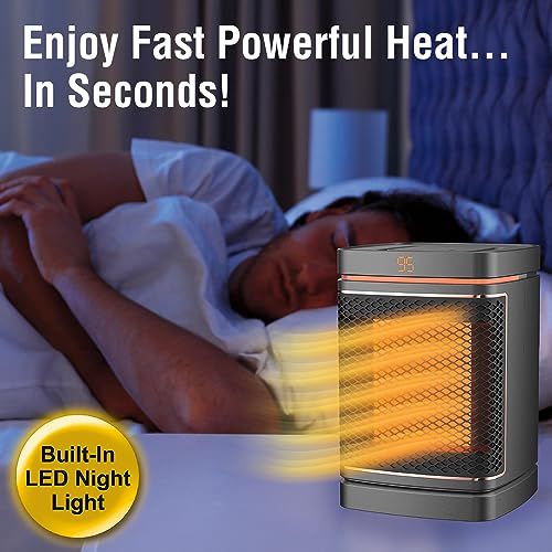 Ontel Handy Heater Copper Core Pure Warmth Ceramic Space Heater (1500 W), Adjustable Thermostat, Portable Heater for the Bedroom, Office, Garage & More, Quiet Small Space Heater
