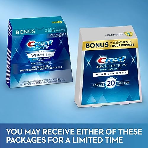 Crest 3D White Luxe Whitestrips Professional Effects 20 Treatments + Crest 3D White Whitestrips 1 Hour Express 2 Treatments - Teeth Whitening Kit (Packaging May Vary)