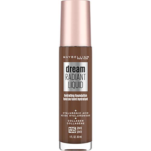 Maybelline Dream Radiant Liquid Medium Coverage Hydrating Makeup, Lightweight Liquid Foundation, Java, 1 Count