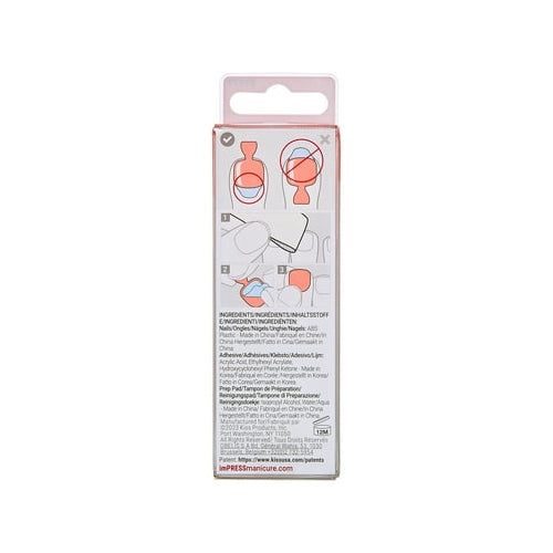 KISS imPRESS Color Square Press-On Toenails, Neon Orange, 24 Pieces