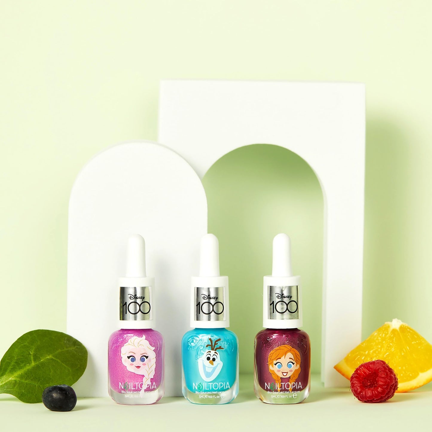 Nailtopia Bio-Nail Lacquer Disney Collection Olaf-Superfood-Infused Polish-Chip Resistant Formula-Quick-Dry, Long Lasting Wear-Light Blue Metallic-0.169 oz