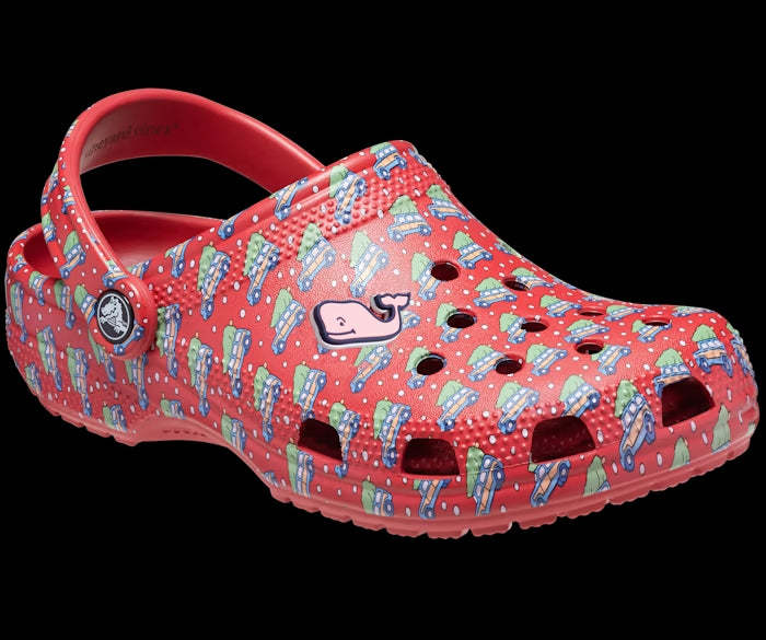 Crocs Unisex Classic Vineyard Vines Holiday Clog White/Red Men's 10, Women's 12