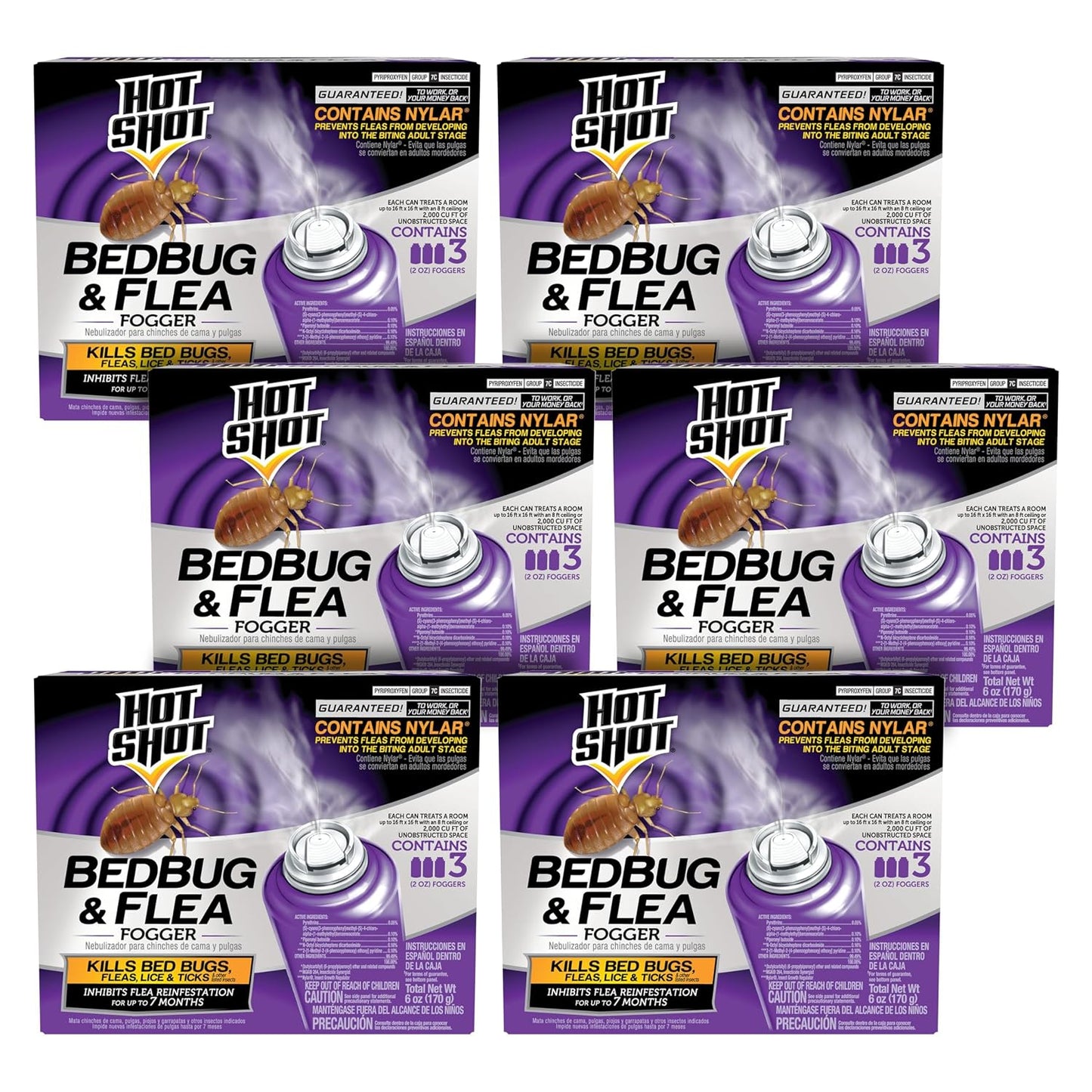 Hot Shot Bedbug and Flea Fogger with Nylar 3 Count-2 Ounce Cans