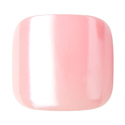 KISS imPRESS No Glue Pedi Press-On Toenails, Light Pink Nails with Pearl, Squoval Shape, Includes 24 Nails, Prep Pad, 1 Manicure Stick, 1 Mini File