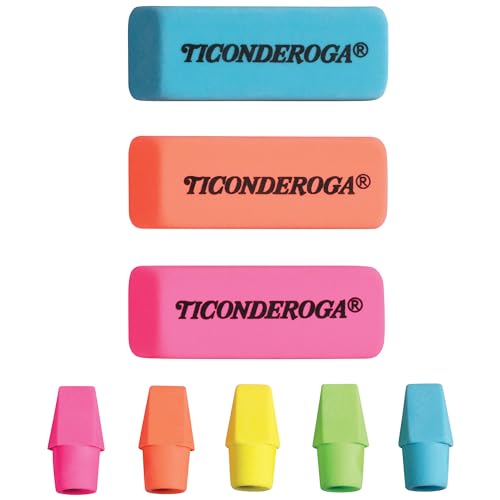 Dixon Ticonderoga Office & School Eraser Combination Set, 15 Eraser Multi-Pack, Multicolored (38931)