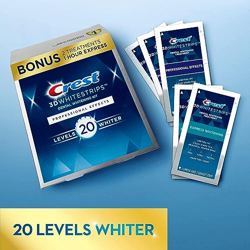 Crest 3D White Luxe Whitestrips Professional Effects 20 Treatments + Crest 3D White Whitestrips 1 Hour Express 2 Treatments - Teeth Whitening Kit (Packaging May Vary)
