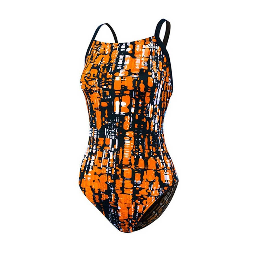 Adidas Amoeba Blocks Vortex Back One Piece Swimsuit Yellow 24