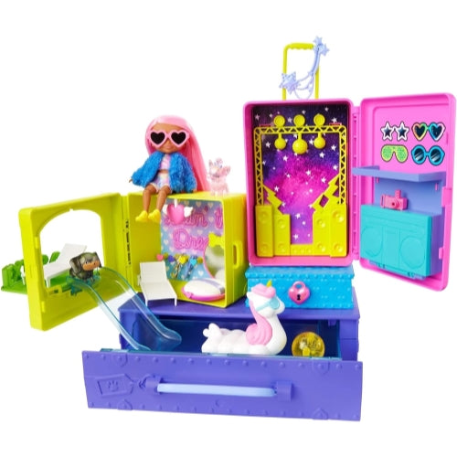Barbie Extra Minis Pet Dollhouse, Travel Party Playset with Doll, Puppies & Accessories