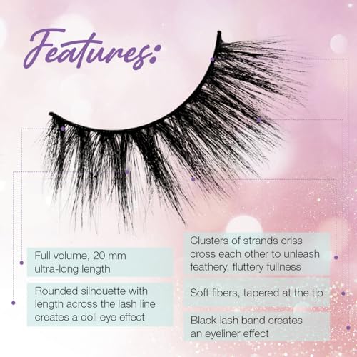 Ardell Winks Par-tay Lashes, Full Volume, 20mm Ultra-Long, Feathered and Fluttery, Black Band