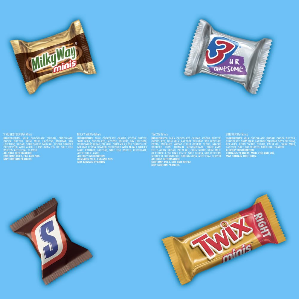 Mars, Snickers Twix Milky Way & 3 Musketeers Minis Halloween Candy Variety Pack, 19.49 Ounce