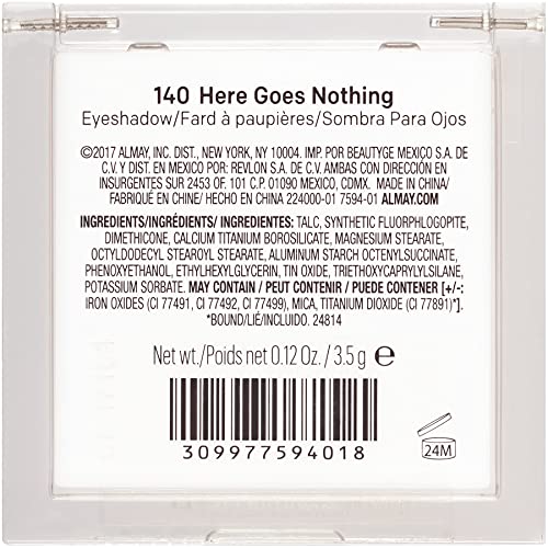 Almay Eyeshadow Palette, Longlasting Eye Makeup, Single Shade Eye Color in Matte, Metallic, Satin and Glitter Finish, Hypoallergenic, 140 Here Goes Nothing, 0.12 Oz