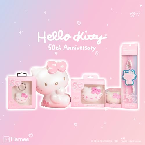 Hamee Sanrio Hello Kitty 50th Anniversary Jumbo Squishy Toy Limited Edition Collectible Slow Rising Cute SquiSHU Pearl Finish Birthday Gift, Party Favors, Stress Relief ā Hello Kitty (Pink Bow)