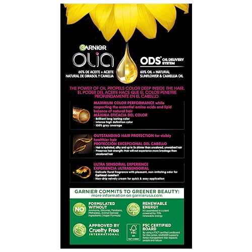 Garnier Hair Color Olia Ammonia-Free Brilliant Color Oil-Rich Permanent Hair Dye, 4.15 Dark Soft Mahogany, 1 Count (Packaging May Vary)