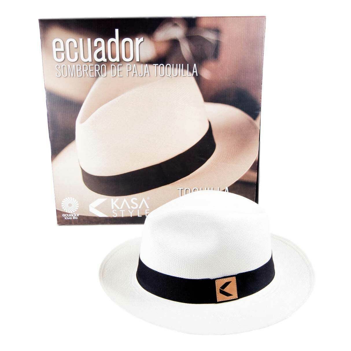 Toquilla Straw Panama Hat Ecuador Handwoven - Fedora Style with Gift Bag and Box
