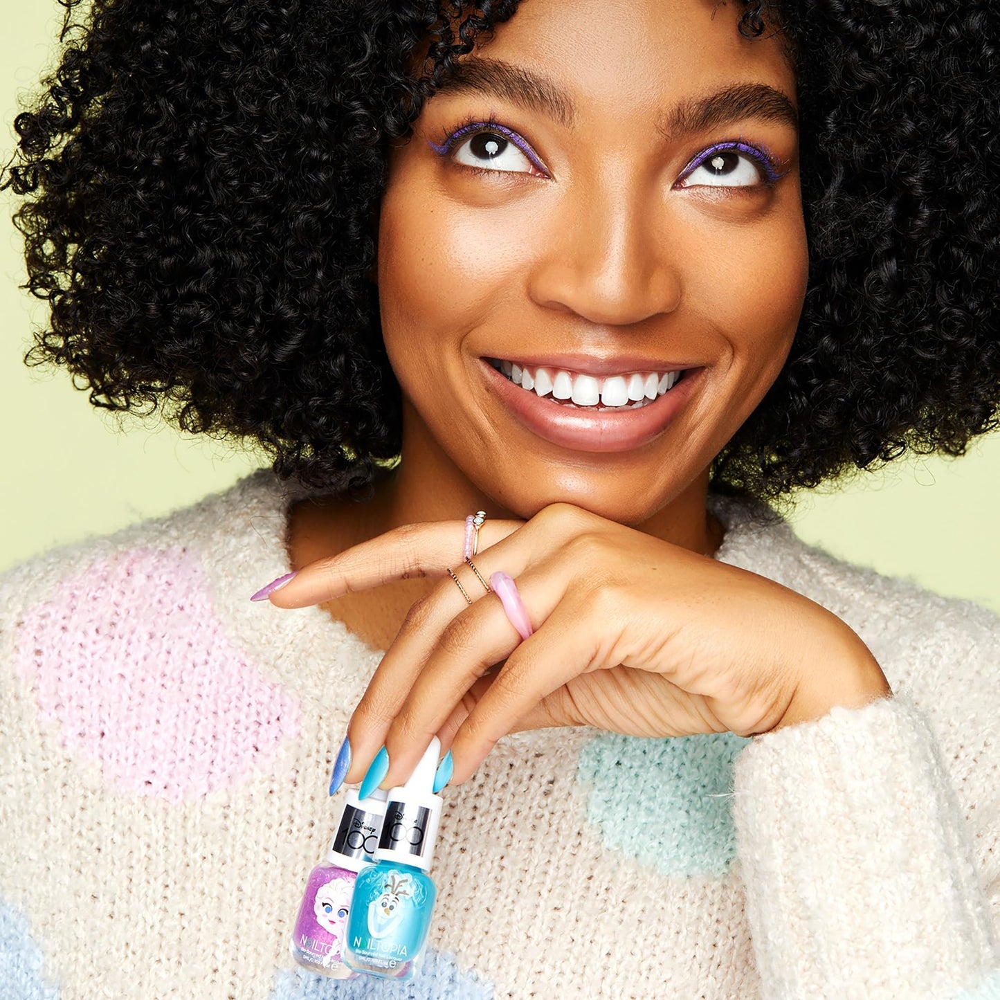 Nailtopia Bio-Nail Lacquer Disney Collection Olaf-Superfood-Infused Polish-Chip Resistant Formula-Quick-Dry, Long Lasting Wear-Light Blue Metallic-0.169 oz