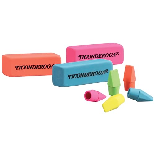 Dixon Ticonderoga Office & School Eraser Combination Set, 15 Eraser Multi-Pack, Multicolored (38931)