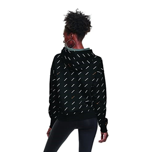 Champion Women's Powerblend Oversized Hoodie-Print, Legend Oxford Grey, MEDIUM