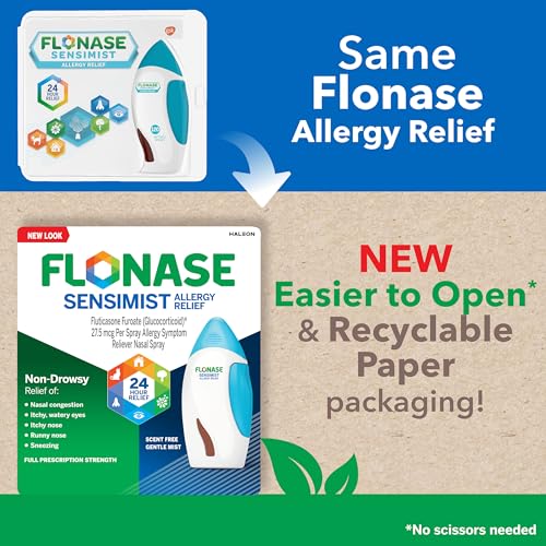 Flonase Sensimist Allergy Relief Nasal Spray for Non-Drowsy, 24-Hour Multi-Symptom Allergy Relief ā 120 Sprays