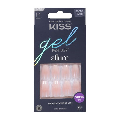 KISS Gel Fantasy Allure Glazed Donut Press-On Nails, Pink, Medium, Coffin Shape, 31 Ct.