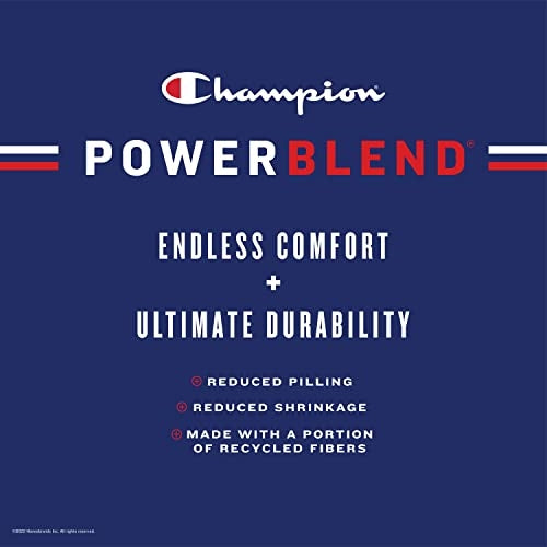 Champion Women's Powerblend Oversized Hoodie-Print, Legend Oxford Grey, MEDIUM