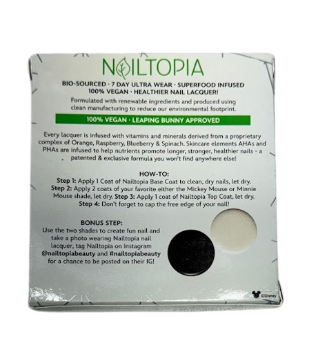 Nailtopia Mickey & Minnie Mouse Nail Polish Disney 100 Set New Black & White NIB