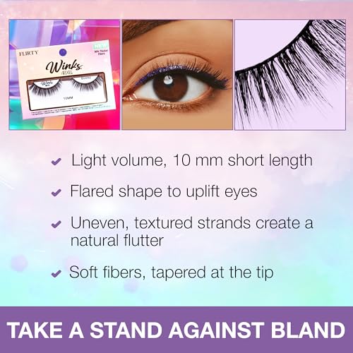 Ardell Winks Bossy Black Lashes, Light Volume, 10mm Flared, Black Band, Customizable Look