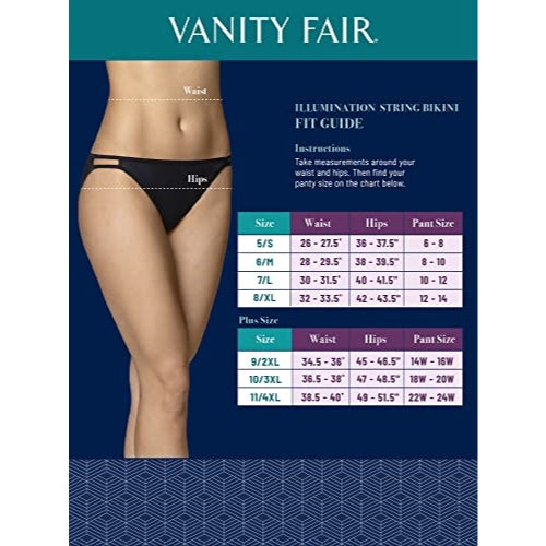 Vanity Fair Women's Illumination String Bikini Panties, Silky Stretch & Satin Trim, Rose Beige, 6
