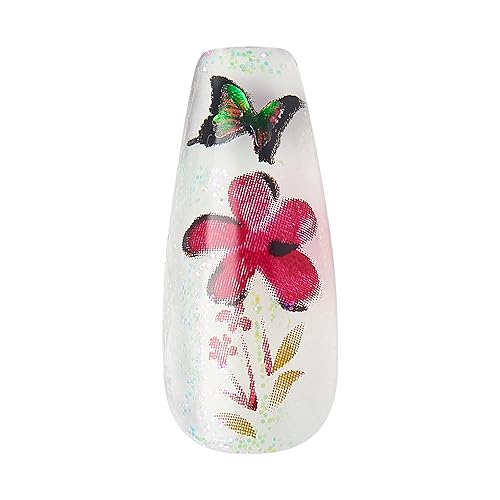 KISS Gel Fantasy Press On Nails, Nail glue included, 'Jelly Cookie', Pink, Long Size, Coffin Shape, Includes 28 Nails, 2g glue, 1 Manicure Stick, 1 Mini File