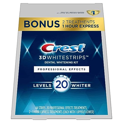 Crest 3D White Luxe Whitestrips Professional Effects 20 Treatments + Crest 3D White Whitestrips 1 Hour Express 2 Treatments - Teeth Whitening Kit (Packaging May Vary)