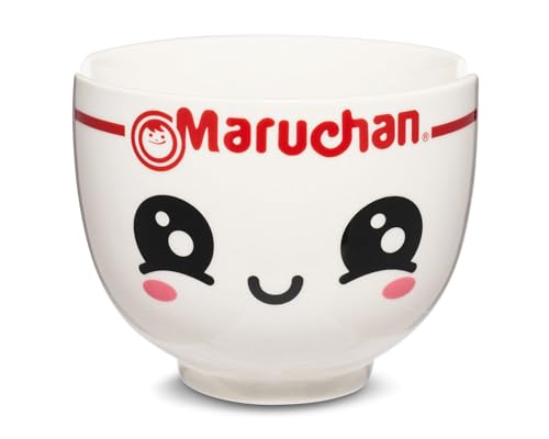 Maruchan Ramen Bowl Cute Kawaii Happy Face 2 Piece Ramen Bowl Set Microwave Safe Dishwasher Safe with Chopsticks