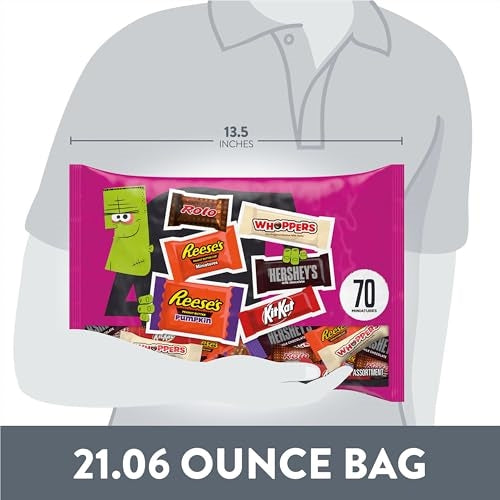 Hershey Assorted Flavored, Halloween Candy Bag, 21.06 oz (70 Pieces)