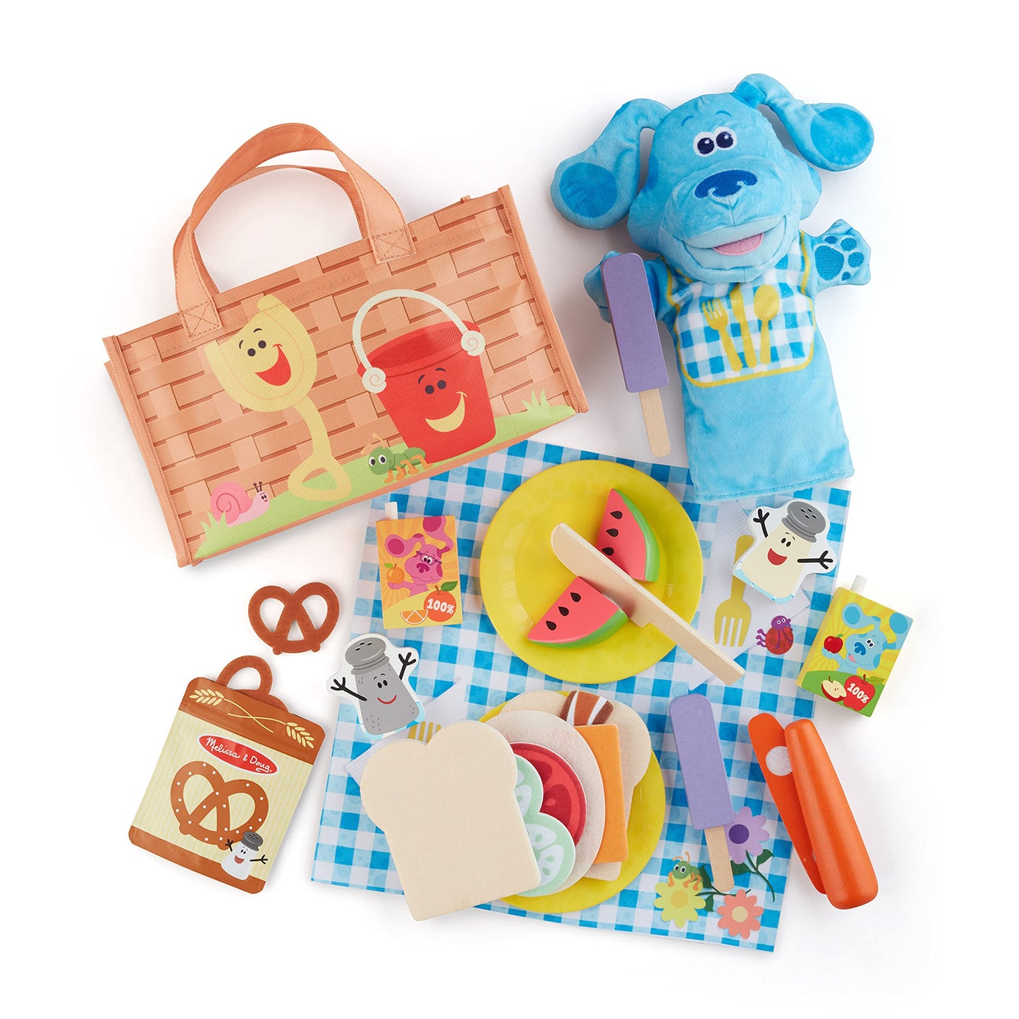 Melissa & Doug Blue’s Clues & You! Share with Blue Picnic Play Set with Hand Puppet - FSC-Certified Materials