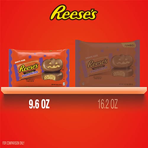 REESE'S Milk Chocolate Snack Size Peanut Butter Pumpkins, Halloween Candy Bag, 9.6 oz