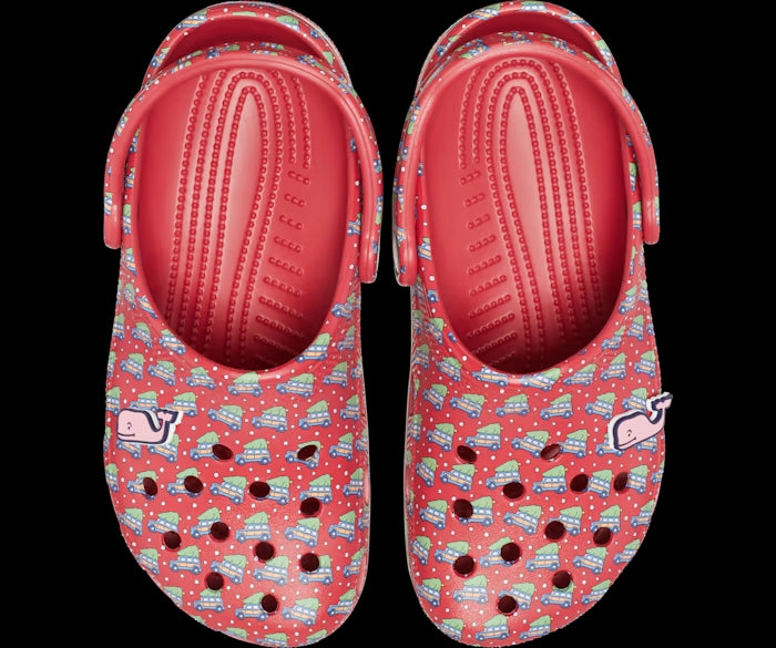 Crocs Unisex Classic Vineyard Vines Holiday Clog White/Red Men's 10, Women's 12