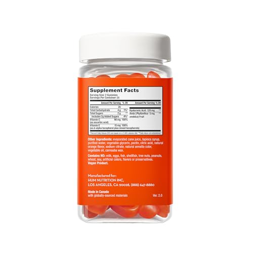 HUM Hyaluronic Glow- Hydrating Skin Supplements for Supporting Collagen Production - Antioxidant-Rich Vitamin C & E for Radiant Glowing Skin - (60-Count)