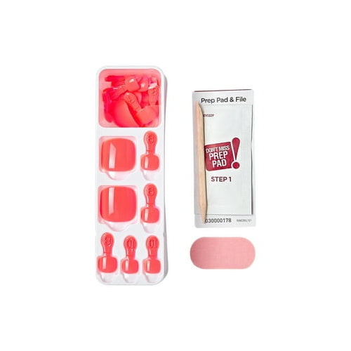 KISS imPRESS Color Square Press-On Toenails, Neon Orange, 24 Pieces