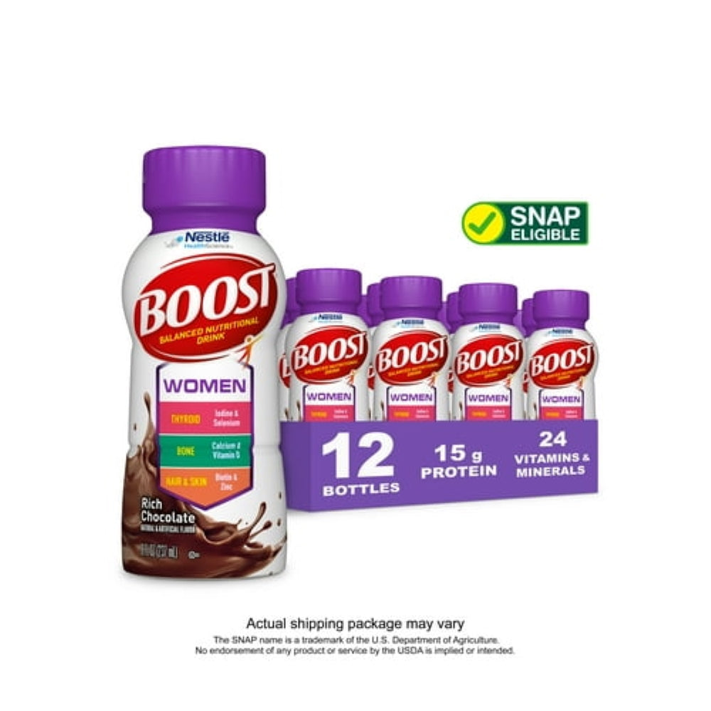 BOOST Women Nutritional Drink, Rich Chocolate, 15 g Protein, 12- 8 fl oz Bottles