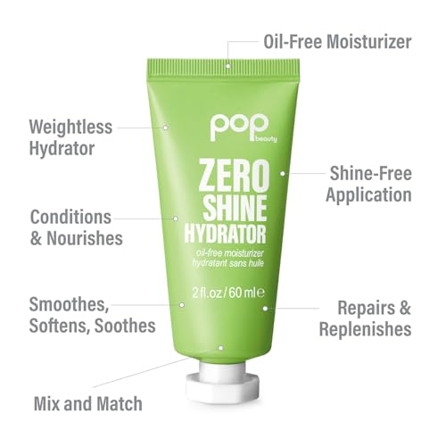 POP Beauty ZERO SHINE HYDRATOR - Oil Free Hydrating Moisturizer, Cactus Fruit Extract and Ceramides Soothe Skin | 2 Fl Oz