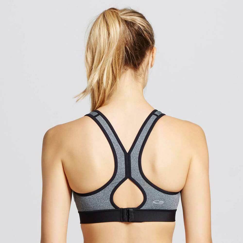 C9 Champion Women Smooth Sports Bra Power Shape Medium Support Duo Dry (X-Small, Ebony Heather Gray)