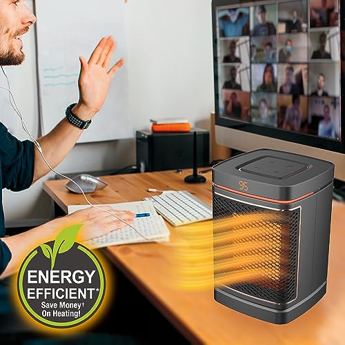 Ontel Handy Heater Copper Core Pure Warmth Ceramic Space Heater (1500 W), Adjustable Thermostat, Portable Heater for the Bedroom, Office, Garage & More, Quiet Small Space Heater