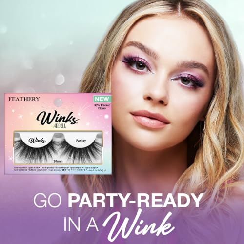 Ardell Winks Par-tay Lashes, Full Volume, 20mm Ultra-Long, Feathered and Fluttery, Black Band