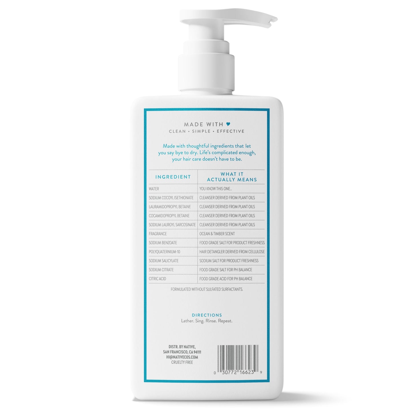 Native Moisturizing 2-in-1 Mens Shampoo and Conditioner Ocean and Timber 16.5 fl oz