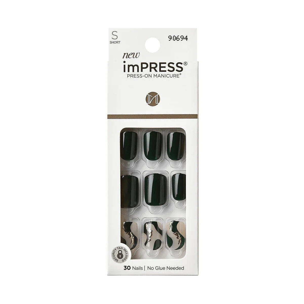 KISS imPRESS Press-on Manicure, Short Square, Time Lapse, Green 30 Ct.