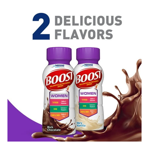 BOOST Women Nutritional Drink, Rich Chocolate, 15 g Protein, 12- 8 fl oz Bottles