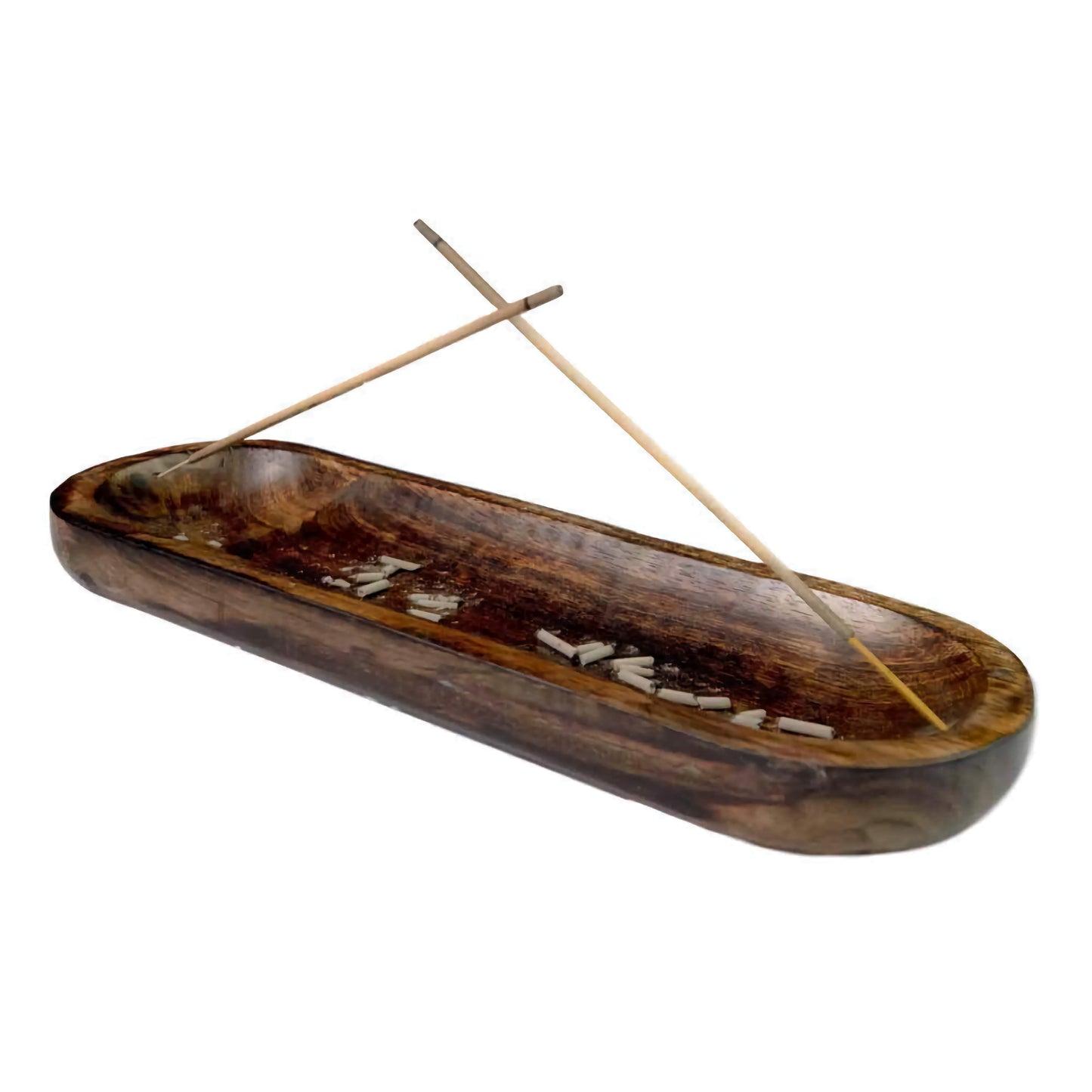 Kasa Style Wood Double Incense Sticks Holder Burner - Large Ash Catcher Handmade