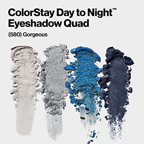 Revlon ColorStay Day to Night Eyeshadow Quad, Longwear Shadow Palette with Transitional Shades and Buttery Soft Feel, Crease & Smudge Proof, 580 Gorgeous, 0.16 oz